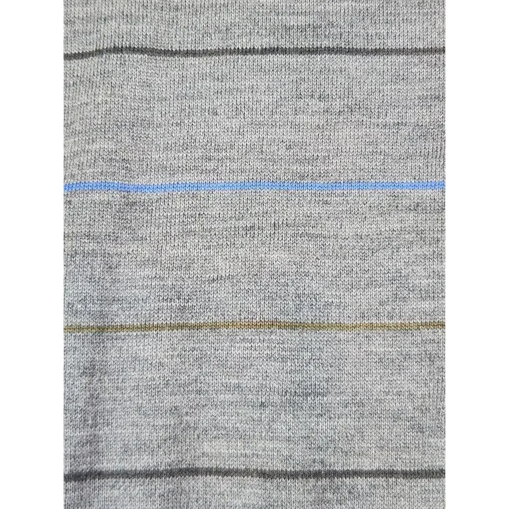 Banana Republic 100% Merino Wool Sweater XL Gray Striped‎ Crew Neck Lightweight